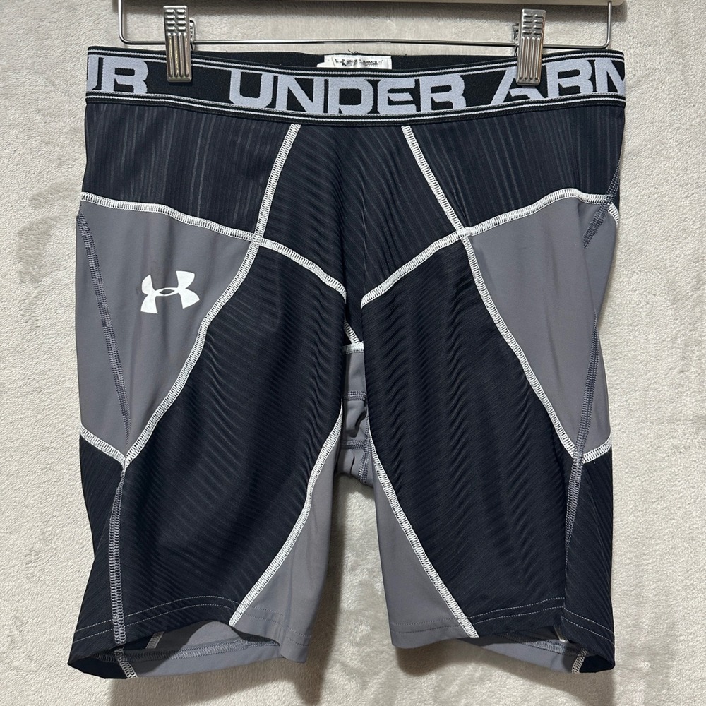Under Armour HeatGear Compression Shorts Mens XL Black Gray Athletic Performance